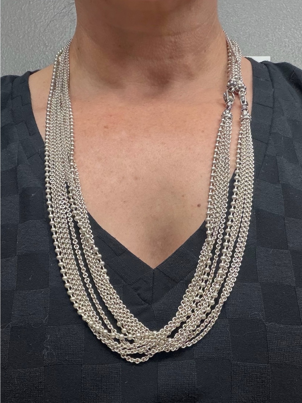 LAGOS Multi-Strand Silver-Tone Layered Necklace